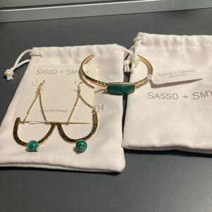 Sasso and Smyth matching earrings and bracelet green stone